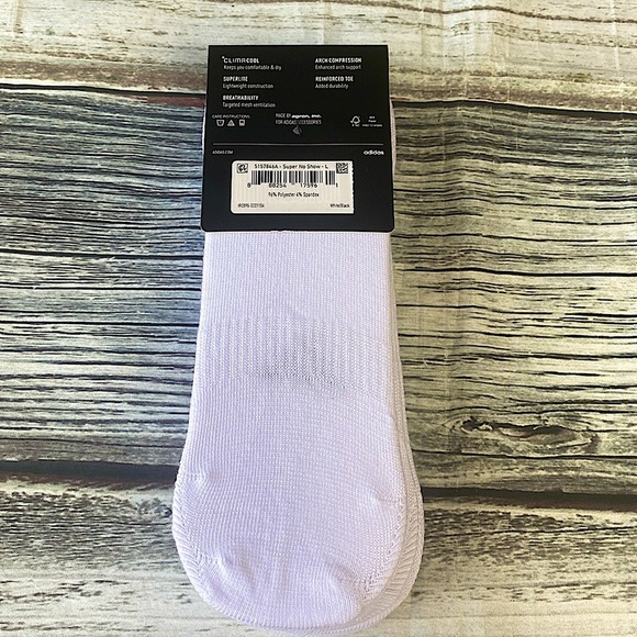 Adidas Men’s Superlite Invisible Sneaker Socks 6-Pack | White | Size L (8-12) - Picture 2 of 5